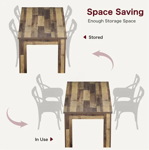 Vista 9 de CABIHOME Mesa de comedor rectangular de 63 pulgadas para 4-6, mesa de cocina grande de granja, marco resistente, 4 patas triangulares estables, mesa