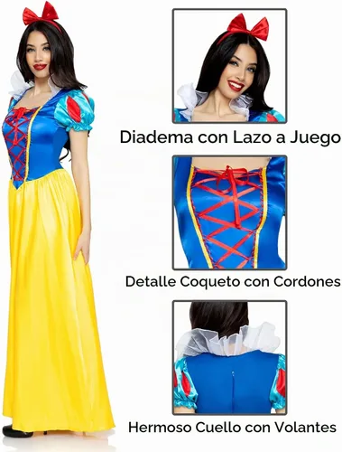 Vista 3 de Leg Avenue Vestido completo de princesa clásico de Blancanieves para mujer, para amigas y familiares
