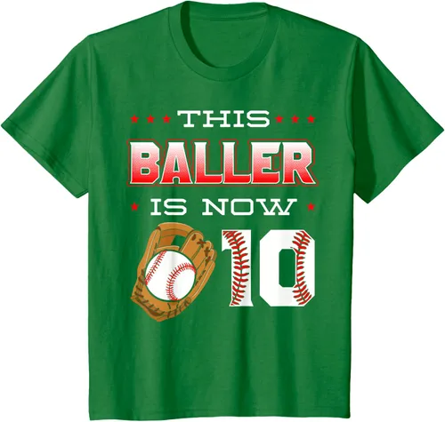 Vista 52 de This Baller Is Now 10 - Camiseta de béisbol para fiesta temática de cumpleaños número 10, Negro