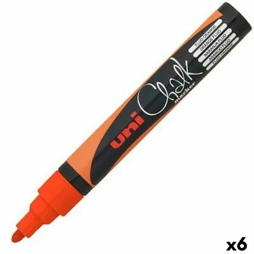 Vista 2 de Rotuladores de tiza líquida Uni-Ball PWE-5M Fluor Naranja (6 Unidades)