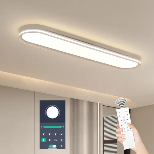 Vista 9 de Lámpara de techo LED de metal de 37.4", delgada, iluminada por los bordes - lámparas lineales de espectro completo de 55W, 6500K, lámpara de techo