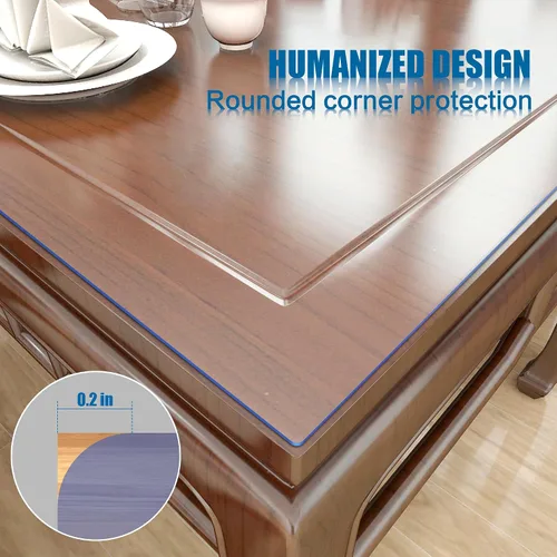Vista 2 de OXIGG Protector transparente para mesa, 24 x 48 pulgadas, 0.059 in de grosor, protector de mesa rectangular para comedor, mesita de noche, encimera