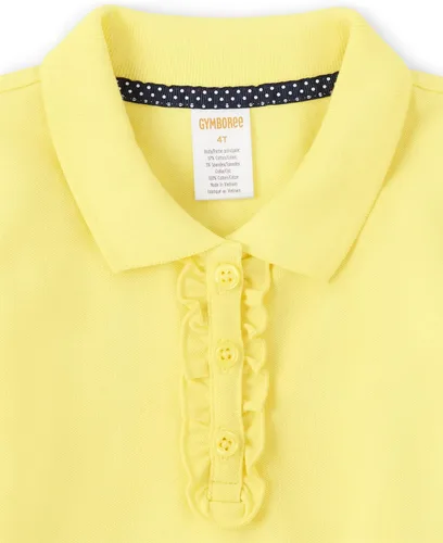 Vista 3 de Gymboree Camisa polo de manga corta con volantes para niñas y niños pequeños