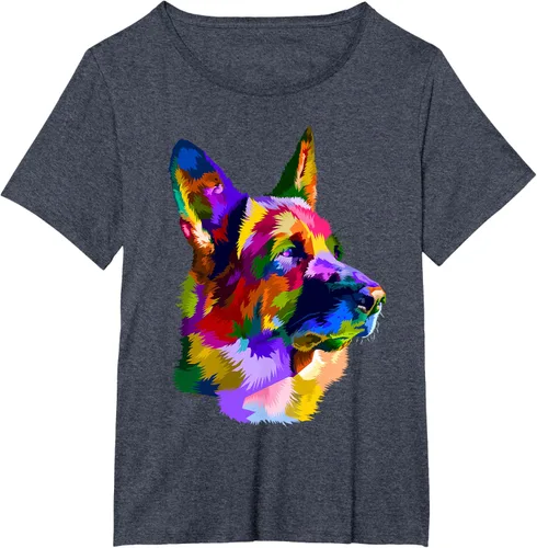 Vista 55 de Camiseta con retrato de pastor alemán para dueños de perros, Negro, S