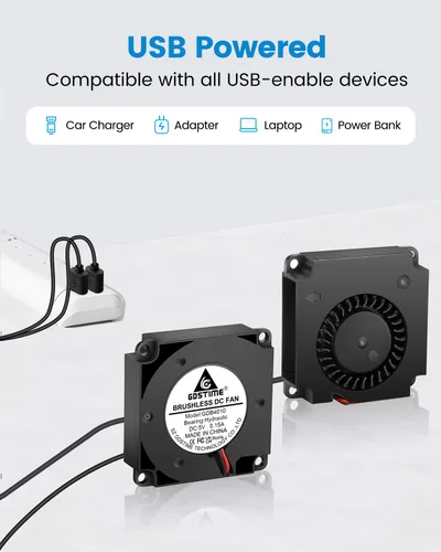 Vista 2 de GDSTIME - Ventilador USB de 1.575 in con control de 3 velocidades, alimentación de 5 V CC, paquete de 2 Hydraulic Bearing, L/M/H Adjustable