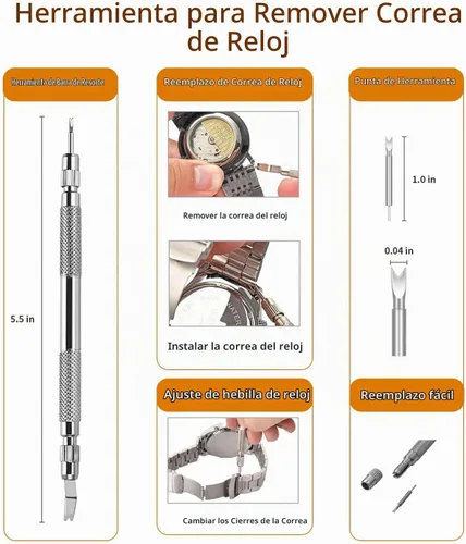 Vista 5 de EasyTime Kit de eliminación de eslabones de reloj: herramientas de cambio Plateado