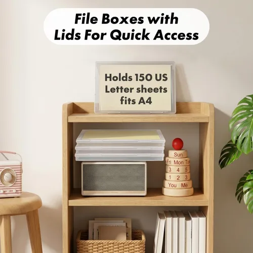 Vista 5 de DUOFIRE 3 Pack Plastic File Box Document Organizer for US Letter Paper