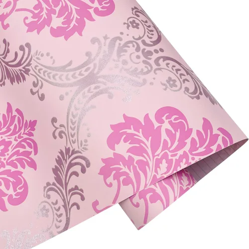 Vista 8 de Yifely Vintage Rosa Damasco Autoadhesivo Estante Cajón Liner Humedad PVC Mat 17.7x118.1 in