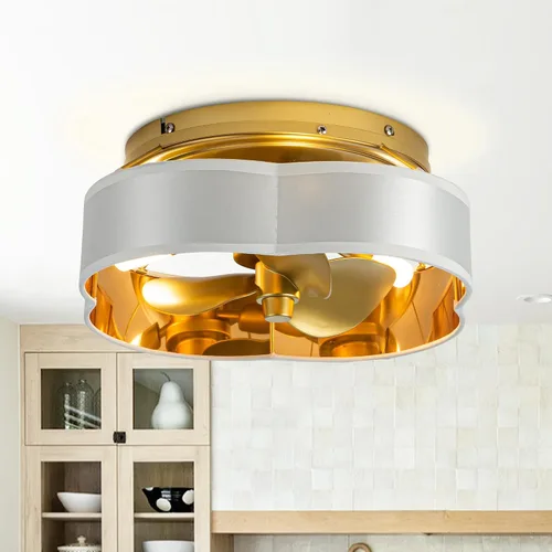 Vista 15 de Ventiladores de techo con luces de montaje empotrado, de 20 pulgadas, con lámpara de madera estilo Bohemia con cuentas, control remoto y aplicación