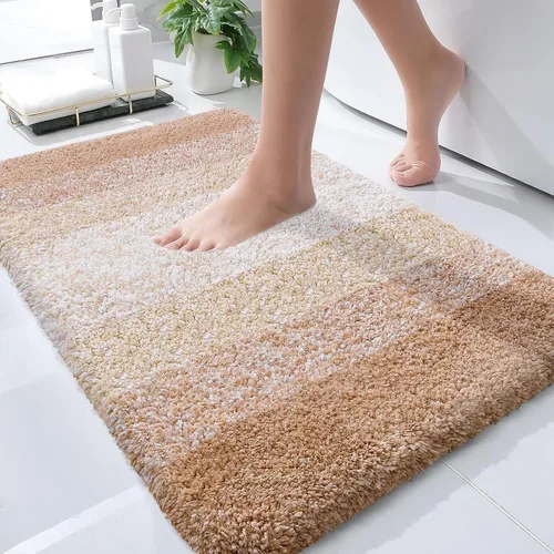 Vista 2 de OLANLY Juego de 2 alfombras de baño y alfombras de baño ombré, tamaño de alfombra de baño 30 x 20 pulgadas y juego de alfombra de baño 24 x 16 + 24
