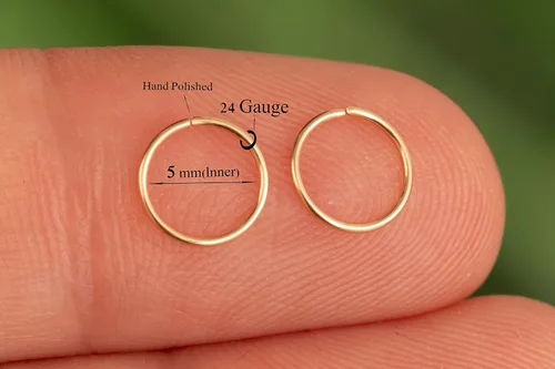 Vista 86 de Aretes de aro de oro de plata – Aretes de aro para mujer, dos piezas de aros de plata fina rellenos de oro, aro de hélice, anillo de tragus, aro