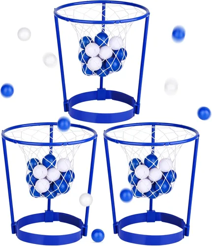 Vista 10 de Hooqict Paquete de 3 piezas de juego de fiesta de baloncesto para niños y adultos, juego de diadema ajustable con 40 bolas para fiesta de carnaval