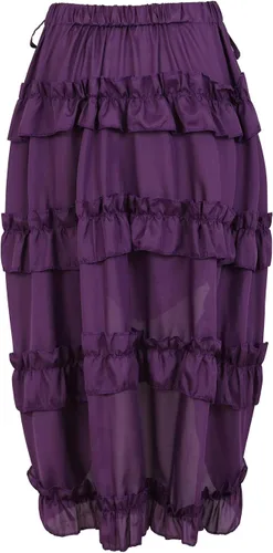 Vista 3 de Zhitunemi - Falda steampunk con volantes para mujer, prenda asimétrica, estilo gótico, talla extragrande, estilo pirata