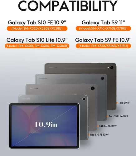 Vista 2 de CHESONA Funda para Samsung Galaxy Tab S9 Fe con teclado, retroiluminación de 7 colores, teclado magnético desmontable y soporte para S Pen, funda