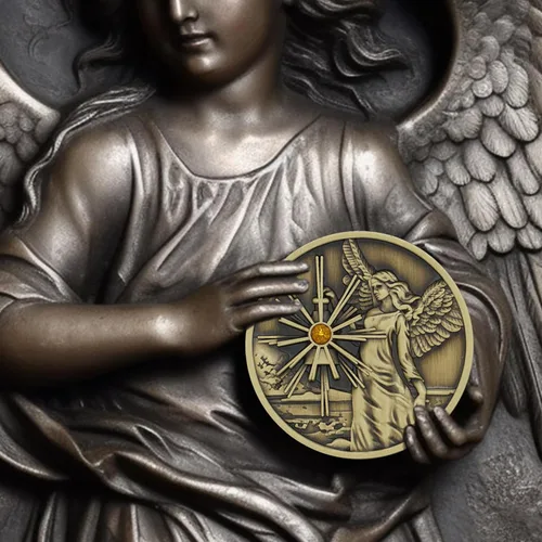 Vista 2 de Medallón de bronce de la moneda del ángel de la guarda, ficha del regalo