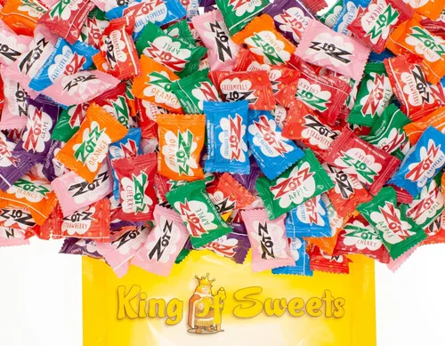 Vista 8 de Fizzy Power Candy - Caramelo de azúcar envuelto individualmente de 4 libras en una bolsa de King Of Sweets a granel