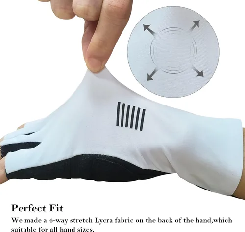 Vista 4 de YKYWBIKE Guantes de ciclismo transpirables, guantes deportivos acolchados de medio dedo, guantes de ciclismo antideslizantes, guantes de bicicleta