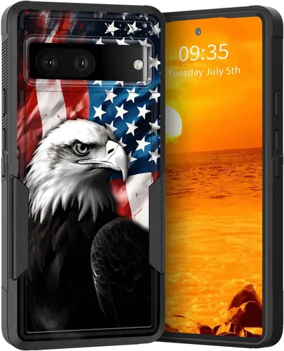 Vista 26 de Funda para Pixel 6A, Híbrida de Doble Capa de Servicio Pesado Resistente a Prueba de Golpes PC Duro + Funda Protectora de Silicona Suave para Google