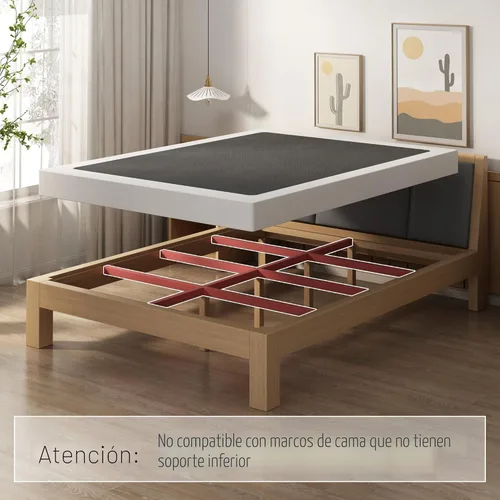 Vista 6 de EMODA Base de cama de metal resistente de 4 pulgadas con cubierta de tela, fácil montaje