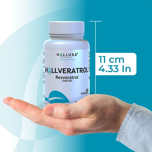 Vista 9 de Hallusa Natural HALLVERATROL Suplemento de resveratrol orgánico, suplemento antioxidante, resveratrol 1000 mg, 60 cápsulas, sin OMG, para un