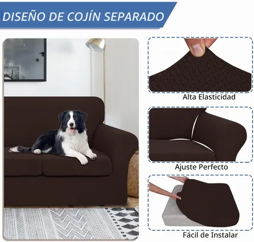 Vista 3 de JIVINER Fundas de Sofá de 4 Piezas para Sofá de 3 Cojines Funda Elástica de Sofá con 3 Fundas de Cojines de Asiento Funda de Sofá Gruesa Ajustada