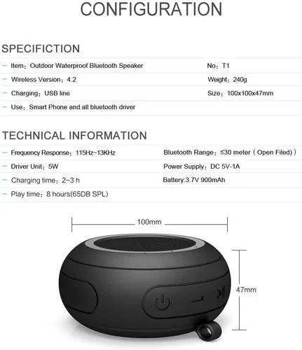 Vista 2 de CYBORIS Mini altavoz Bluetooth portátil, IPX7 impermeable flotante altavoz inalámbrico, a prueba de golpes al aire libre con micrófono incorporado