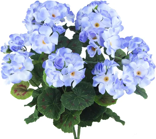 Vista 11 de CISDUEO 2 Piezas Flores de Otoño Artificiales para Decoración Geranios Falsos Rojos Flores de Primavera Falsas para Macetas Exteriores Plantas Otoño