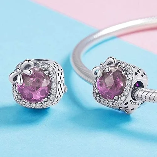 Vista 4 de MUERDOU Abalorio de piedra natal apto para dijes, pulsera, lazo, cumpleaños, cristal para pulsera y collar