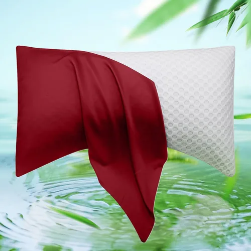 Vista 14 de Funda de almohada curvada para dormir de lado refrescante, tamaño Queen, 1 paquete de 20 x 30 pulgadas, color azul aguamarina Rayon Derived from