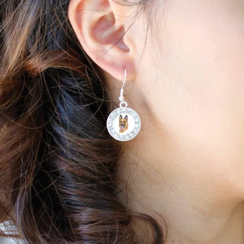 Vista 3 de Inspired Silver - Pendientes colgantes de gancho francés con dije de círculo de plata con joyas de circonita cúbica