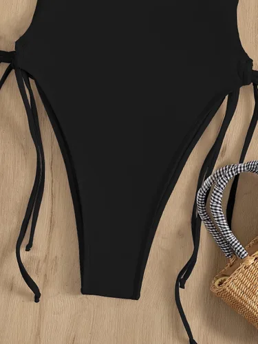 Vista 5 de SHENHE Traje de baño de una pieza con cuello en V profundo y espalda cruzada para mujer