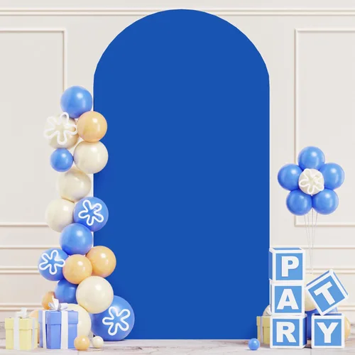 Vista 11 de Cubierta de Arco de Boda Azul Polvoriento 6FT Spandex Cubiertas de Arco Ajustadas Elásticas Cubierta de Arco Chiara de Fondo Elástico Cubiertas