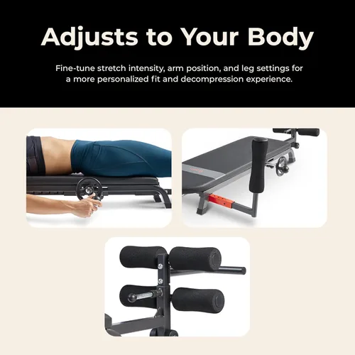 Vista 5 de Sunny Health & Fitness No-Hang Traction & Inversion Decompression Table for Back Pain Relief, Adjustable Stretch Bench, 400 LB Capacity