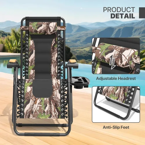 Vista 11 de Magshion Zero Gravity - Juego de 2 sillas reclinables para patio al aire libre con bandeja lateral, reclinables ajustables antigravedad