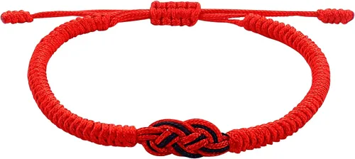 Vista 2 de Pulseras tibetanas hechas a mano con cuerda roja para él y ella, pulsera de la amistad, pulsera de la amistad, hilo negro y rojo para protección