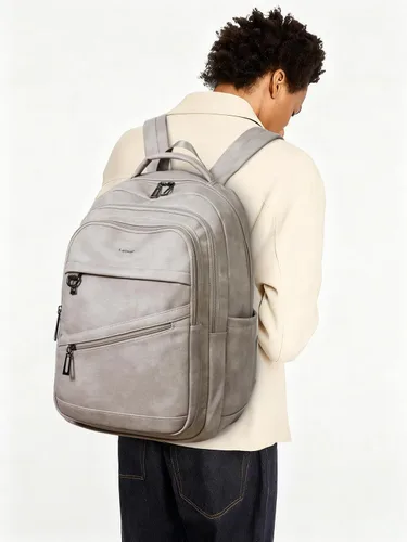 Vista 8 de LATMAP Mochila de 43L para mujeres y hombres - Mochila de cuero vegano, bolsa de viaje, maleta de mano, mochila universitaria, para trabajo