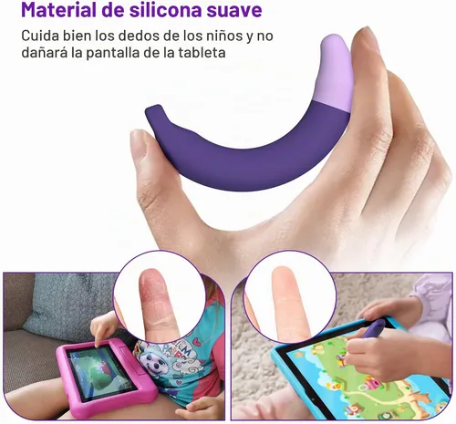 Vista 4 de Lapices para pantallas táctiles aptos para niños - 2 paquetes de lápices ópticos de color morado y azul compatibles con Kindle, iPad, iPhone