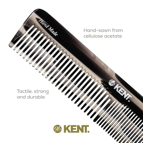 Vista 5 de Kent 16TG Peine de tocador para el cabello, doble diente, grafito fino/ancho para cabello, barba y bigote, peine de peluquería grueso/fino