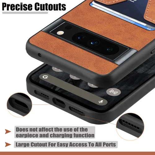 Vista 5 de Kowauri Funda para Google Pixel 8 Pro, Funda de piel sintética con ranura para tarjeta de crédito Funda protectora ultra delgada para Google Pixel 8