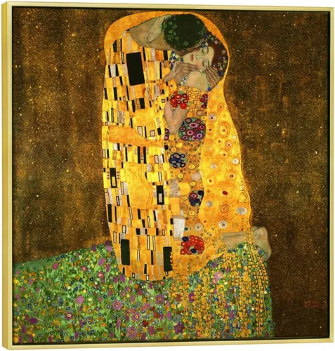Vista 12 de Wieco Art El beso de Gustav Klimt famosas reproducciones de pinturas al óleo envueltas en galería de arte en lienzo para pared de sala de estar