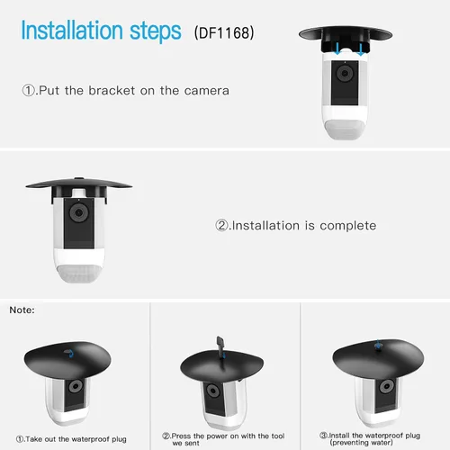 Vista 6 de Cubierta de sombra de lluvia solar compatible solo con cámara Spotlight Pro (paquete de 1, negro)