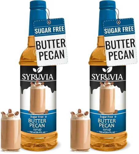 Vista 10 de Jarabe de café sin azúcar Syruvia, jarabe con sabor a caramelo para bebidas, lattes y postres – 25.4 fl oz