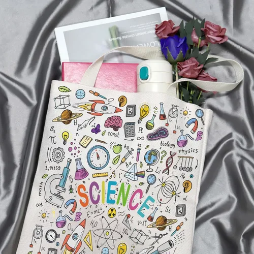 Vista 5 de GJTIM Regalo de ciencia para amantes de la ciencia, regalo para profesor de ciencia, científico, químico, regalo de graduación, bolsa de mano