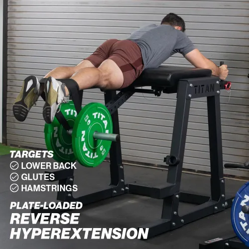 Vista 5 de Titan Fitness H-PND, máquina de hiperextensiones inversas para la parte inferior del cuerpo, clasificada 700 libras, máquina especializada