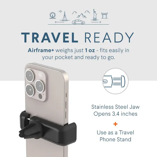 Vista 3 de Kenu Airframe+, soporte de teléfonos/tabletas para autos., Airframe+, 6", Negro