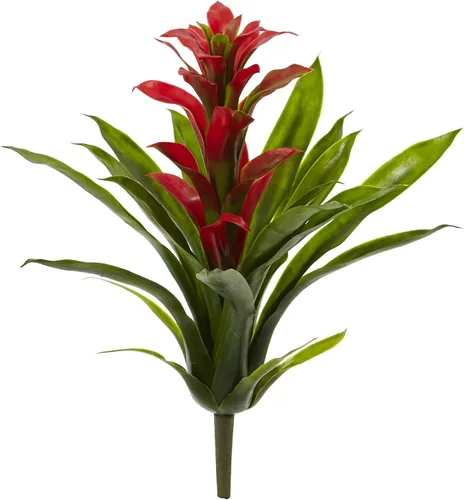 Vista 4 de Nearly Natural Flor artificial de bromelia de 15 pulgadas (juego de 4)
