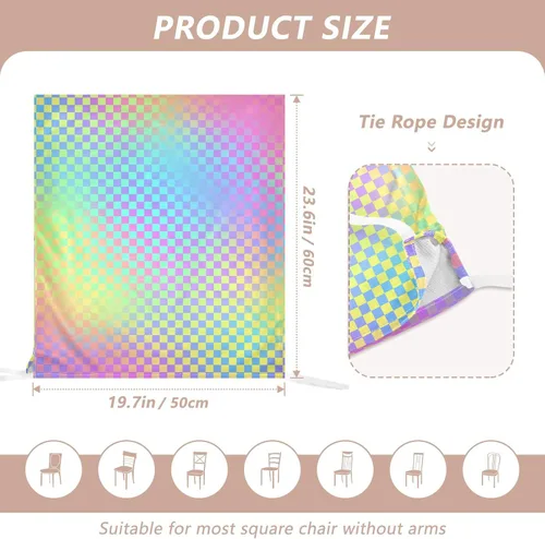 Vista 3 de Juego de 6 fundas decorativas de diseño láser colorido a rayas para silla para festivales (Pascua, graduación, etc.) fundas extraíbles para sillas
