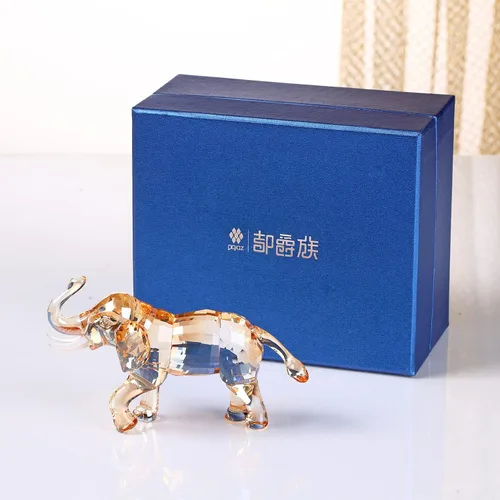 Vista 5 de DOJOZ Colección de figuras de elefante de la suerte de cristal, estatua de animales, coleccionable, decoración para el hogar (azul)