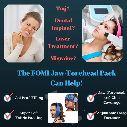 Vista 4 de FOMI Care - Bolsa de hielo para mandíbula y frente fría y caliente Envoltura de cuentas de gel flexible para ATM, muelas del juicio, cirugía oral