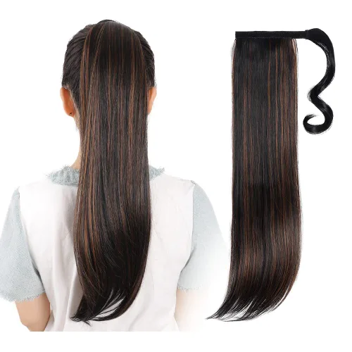 Vista 23 de Extensiones de cabello para cola de caballo, extensión de cola de caballo roja de 16 pulgadas, corta, ondulada, rizada, envolvente, cola de caballo